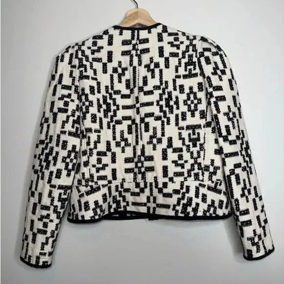 Isabel Marant Deliona Printed Black/White Cotton Weave Pattern Jacket 42 10 L - Picture 5 of 9